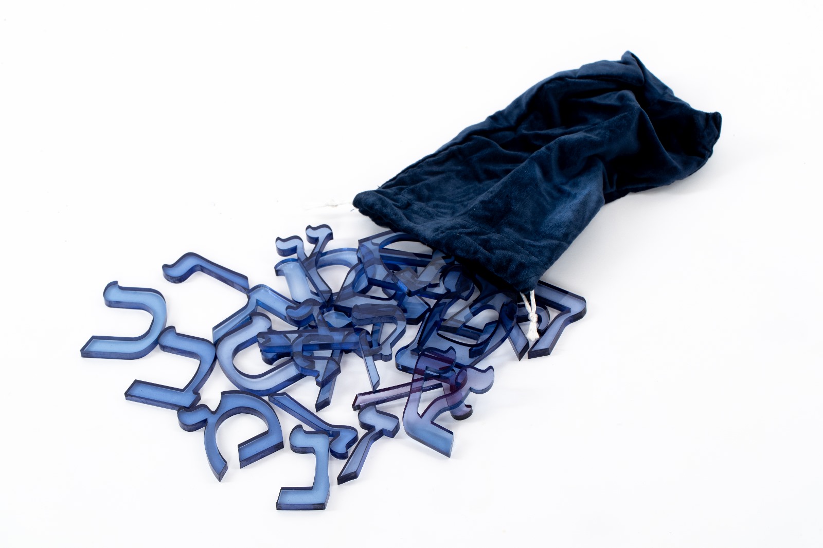 Acrylic Alef Bet in Velvet Bag